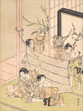 Young Boys Performing a Puppet Show, ca. 1770. Creator: Kitao Shigemasa.