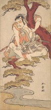 The Actor Otani Hiroemon III Watching from the Branches of a Pine Tree..., ca. 1775. Creators: Shunsho, Otani Hiroemon.