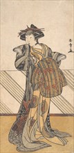 The Fourth Iwai Hanshiro as a Courtesan Dressed in a Pink Kimono, ca. 1778. Creator: Shunsho.