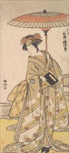 Mimasu Tokujuro as a Woman Standing Near a Winding Stream, ca. 1780. Creator: Katsukawa Shunko.