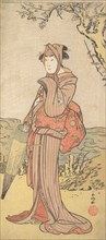 Iwai Kiyotaro as a Woman Standing under a Plum Tree, ca. 1788. Creator: Katsukawa Shunko.