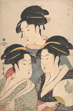 Three Beauties of the Kwansei Period, ca. 1791. Creator: Kitagawa Utamaro.