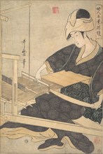 A Woman Weaving, Seated at a Hand Loom, ca. 1796. Creator: Kitagawa Utamaro.