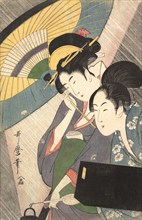 Geisha and Attendant on a Rainy Night, ca. 1797. Creator: Kitagawa Utamaro.