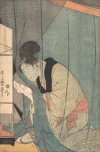 Woman Reading a Letter under a Mosquito Net, ca. 1798. Creator: Kitagawa Utamaro.