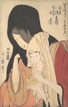 Jihei of Kamiya Eloping with the Geisha Koharu of Kinokuniya..., ca. 1798-99. Creator: Kitagawa Utamaro.