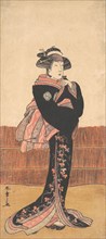 The Third Azuma Tozo as a Woman in a Black Kimono, probably 1782. Creator: Shunsho.