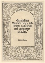 Title-border with a Hermit and a Nun, Vase of Fruit, a Mask and Cornucopias, 1520. Creator: Hans Cranach.