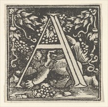 Initial letter A with putto, ca. 1538. Creator: Heinrich Vogtherr.