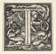 Initial letter T with putto, ca. 1538. Creator: Heinrich Vogtherr.