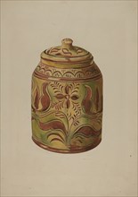 Pennsylvania German Covered Jar, c. 1939. Creator: Henry Moran.