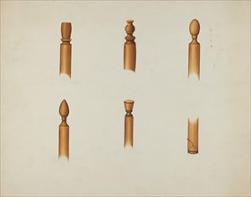 Shaker Chair Finials and Ball & Socket Foot, c. 1936. Creator: Ray Holden.