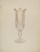Glass Celery Holder, c. 1939. Creator: Frank M Keane.