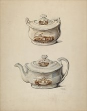 Sugar Bowl and Teapot, c. 1936. Creator: Frances Lichten.