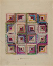 Silk Patchwork for Pillow, c. 1936. Creator: Edith Magnette.