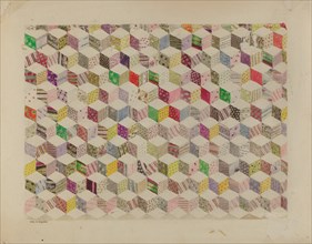 Patchwork for Quilt, c. 1937. Creator: Edith Magnette.