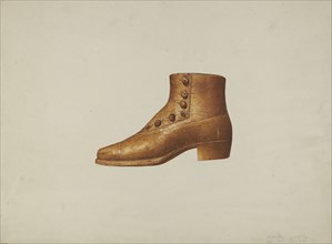 Shop Sign: Man's Shoe, c. 1939. Creator: Dorothy Handy.