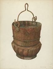 Hammered-Copper Bucket, 1938. Creator: William Kieckhofel.