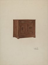 Wash Cabinet, with Marble Top and Semi-back, 1937/1940. Creators: Geoffrey Holt, William Kieckhofel.