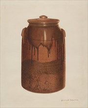 Pottery Jar with Lid, c. 1938. Creator: Annie B Johnston.