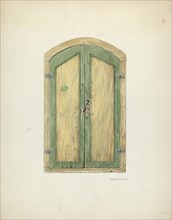 Painted Wooden Shutter, 1937. Creator: Edward Jewett.