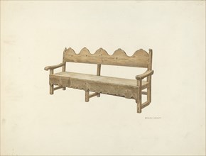 Wooden Bench, c. 1940. Creator: Edward Jewett.
