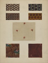 Materials from Patchwork Bedspread, c. 1936. Creator: Frances Lichten.