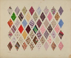 Patches of Diamond Patchwork Quilt, c. 1937. Creator: Edith Magnette.