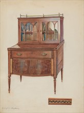 Mahogany Desk with Bookcase Top, 1936. Creator: George Loughridge.