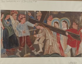 Station of the Cross No. 8: "Jesus Speaks to the Women of Jerusalem", c. 1936. Creator: Geoffrey Holt.