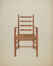 Chair, Pine with Rush Seat, c. 1939. Creator: Frank M Keane.