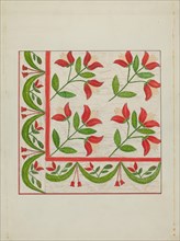 Quilt - Appliqued in Bellflower Design, c. 1937. Creator: Margaret Linsley.