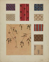 Materials from Patchwork Bedspread, c. 1936. Creator: Frances Lichten.