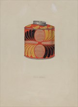 Toleware Tin Tea Caddy, c. 1937. Creator: Jacob Gielens.
