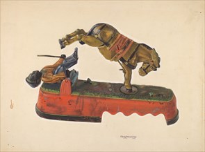Toy Bank: Figure with Mule, c. 1937. Creator: Chris Makrenos.