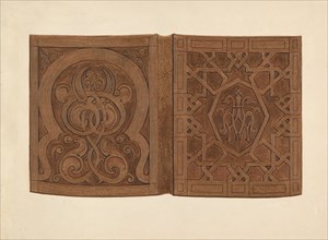 Hand-carved Walnut Book Covers, c. 1936. Creator: Gordena Jackson.