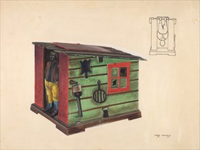 Toy bank: Man in a Cabin, c. 1937. Creator: Chris Makrenos.