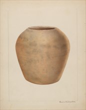 Stoneware Flower Pot, c. 1937. Creator: Annie B Johnston.