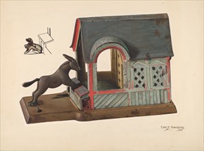 Toy Bank: Mule and Manger, c. 1937. Creator: Chris Makrenos.