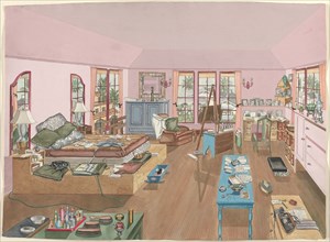 Bedroom, 1940, 1935/1942. Creator: Perkins Harnly.