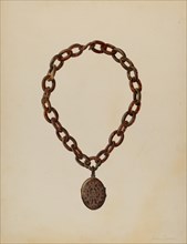 Tortoise Shell Necklace & Locket, c. 1940. Creator: James M. Lawson.