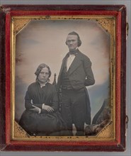 Untitled (Portrait of a Seated Woman and a Standing Man), 1850s. Creators: Albert Sands Southworth, Josiah Johnson Hawes.