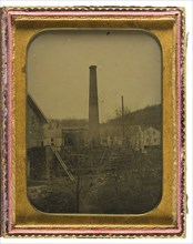 Factory Building with Chimney Construction, 19th century. Creator: Unknown.