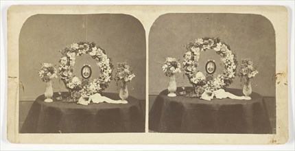 Untitled [wreath with portrait], 1875/99.  Creator: Unknown.