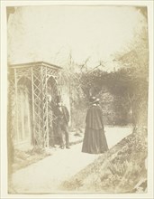 Unidentified Woman and Two Men Standing Outdoors, 1850/59. Creators: Unknown, Benjamin Mulock.