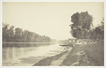Untitled, c. 1850. [Trees near water in the Bois de Boulogne, a park in Paris].  Creator: Charles Marville.