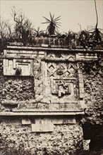 Uxmal, Indian Bas Relief, Nun's Palace  (Uxmal, Bas Relief de l'Indien, Palais des Nonnes), 1860. Creator: Désiré Charnay.