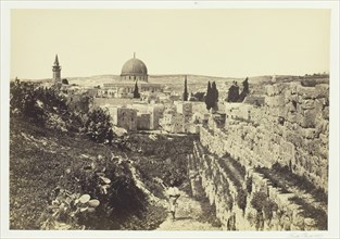 City Wall and Mosque of Omar, Jerusalem, 1857. Creator: Francis Frith.