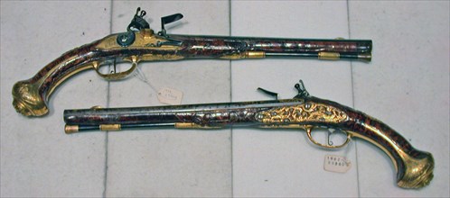 Pair of Flintlock Holster Pistols, Austria, c. 1720. Creator: Unknown.