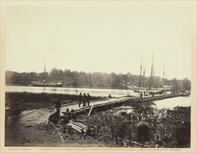 Pontoon Bridge Across The James, June 1864. Creator: James Gardner.